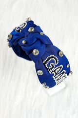 Dark Blue Rhinestone GAMEDAY Pattern Headband