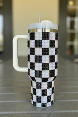 Ginger 40oz Rhinestone Checkered Tumbler Cup