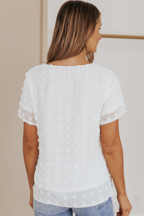 White Swiss Dot Jacquard Summer Top