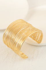 Gold Casual Metal Open Cuff Layered Wire Bracelet