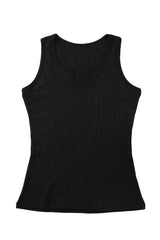 Black Slim Fit Sleeveless Stretchy Ribbed Tank Top