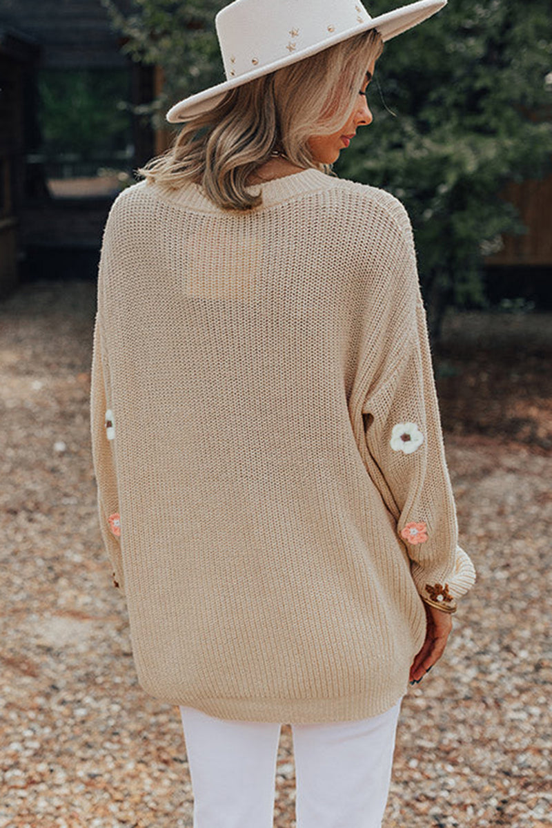 Parchment Hello Floral Embroidered Knit Loose Sweater