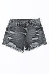 Sky Blue Crossover Waist High Rise Denim Shorts