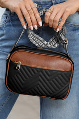 Chestnut Quilted Faux Leather Crossbody Bag