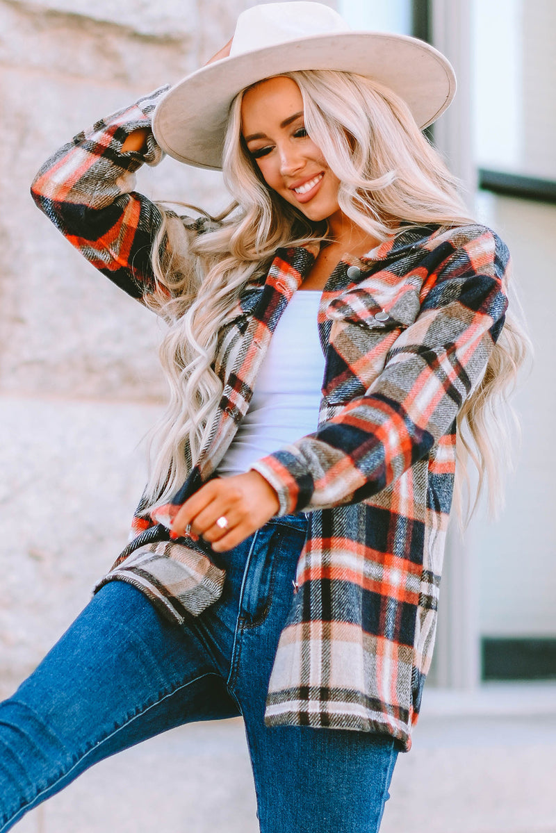 Flannel Button Up Long Sleeve Pink Plaid Shacket