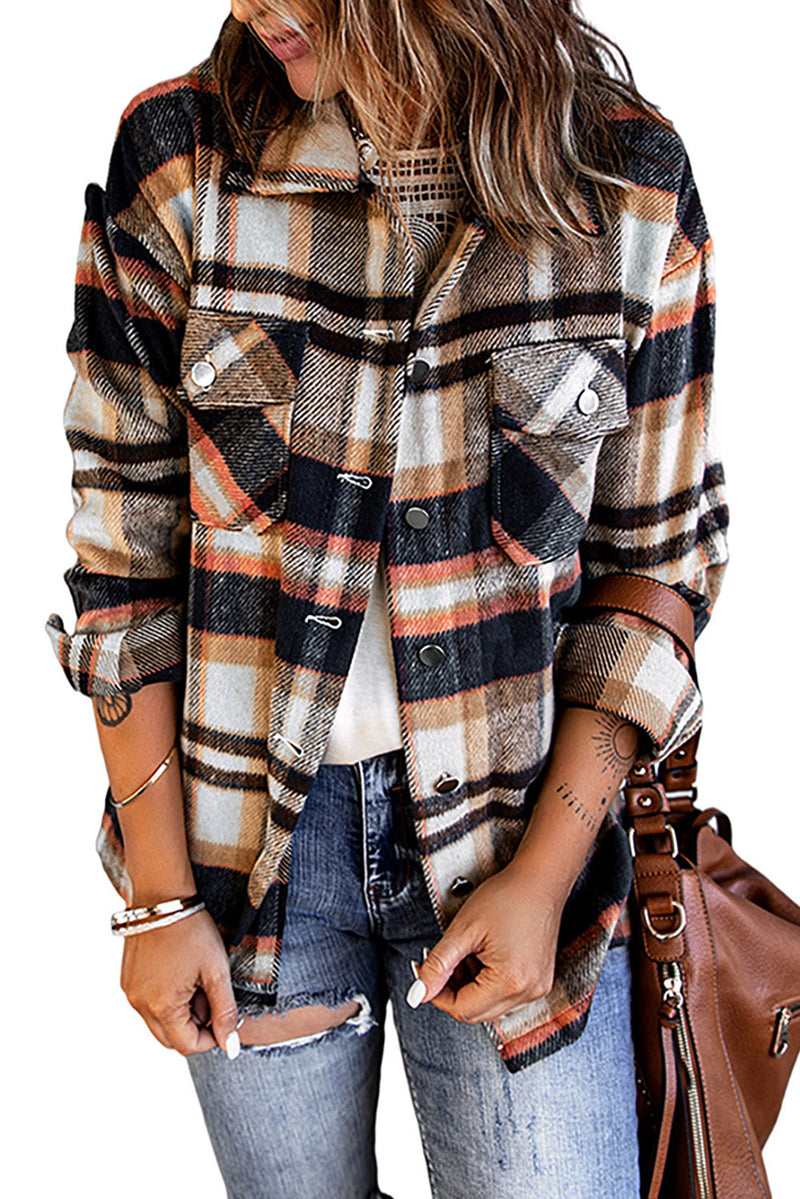 Flannel Button Up Long Sleeve Pink Plaid Shacket