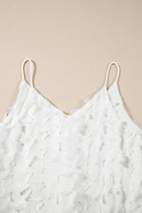 White Butterfly Applique Mesh Overlay Cami Top