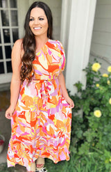 Retro pink Fun Summer maxi dress