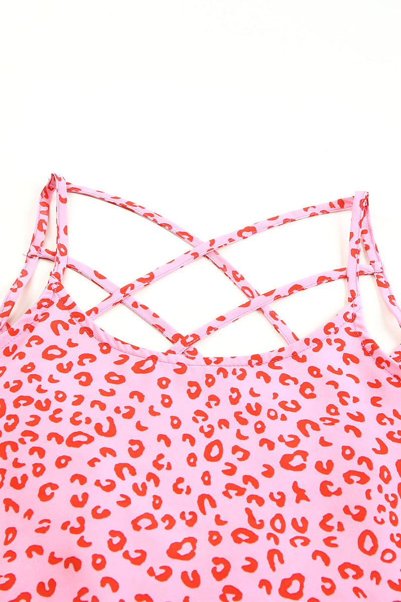 Leopard Strappy Back Detail Loose Cami Top