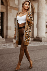 Brown Leopard Print Fur Long Cardigan