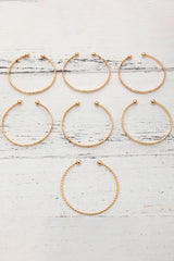 Gold 7pcs Textured Open Alloy Bangle Set