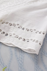 White Eyelet Embroidery Scalloped Short Sleeve Blouse