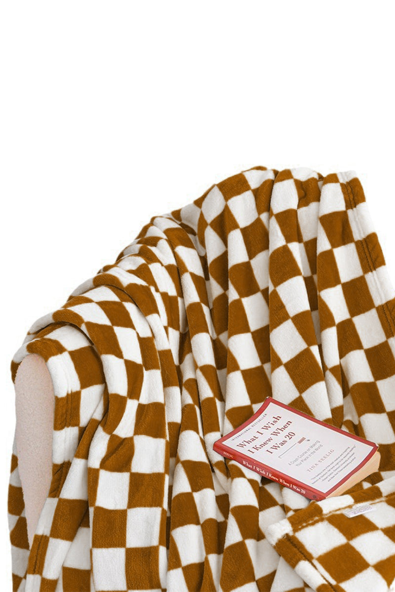 Dark Green Checkerboard Printed Soft Throw Blanket 120*200cm