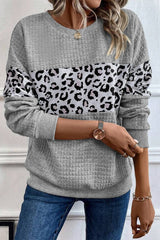 Parchment Leopard Quilted Patchwork Pullover Sweatshirt