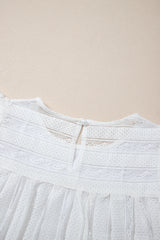 White Ruffled Lace Splicing Flowy Crewneck Sleeveless Shirt