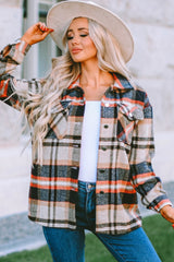 Flannel Button Up Long Sleeve Pink Plaid Shacket