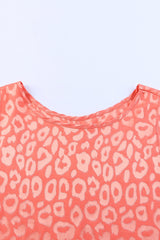 Pink Leopard Print Casual Sleeveless Satin Top