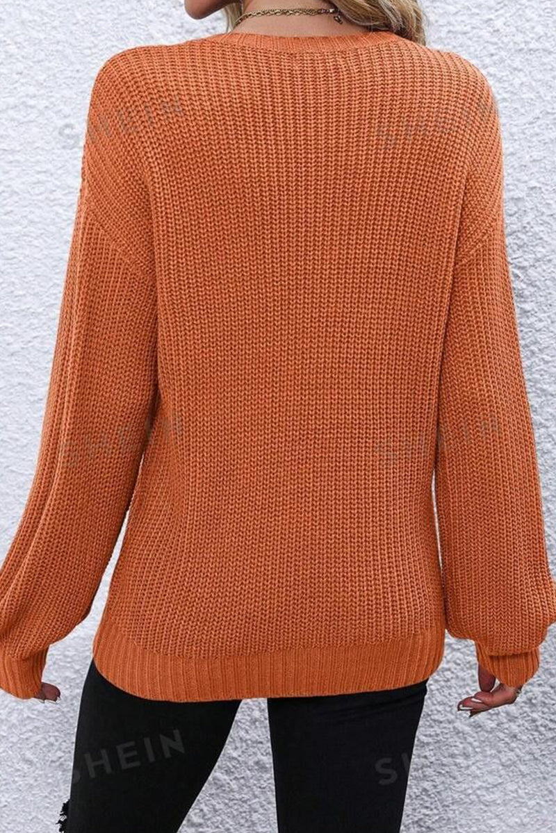 Red Sandalwood Thanksgiving Letter Graphic Crew Neck Sweater