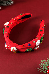 Fiery Red Cartoon Christmas Charm Rhinestone Knotted Headband