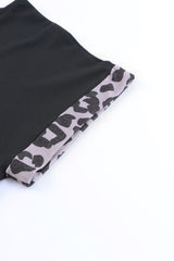 Rose Leopard Patchwork Pocket Casual T-Shirt Dress With Slits