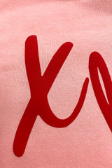 Pink Heart XOXO Graphic Crewneck Drop Shoulder Valentines Sweatshirt