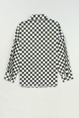 Checkered Collared Neck Long Sleeve Shirt