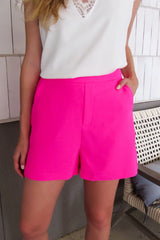 Sachet Pink Solid Color Pocketed Shorts