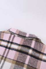 Flannel Button Up Long Sleeve Pink Plaid Shacket