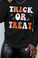 Black Halloween TRICK OR TREAT Graphic Crewneck Sweatshirt