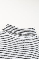 Black Striped Turtleneck Long Sleeve Sweater