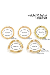 Gold 5Pcs Minimalist Pearl Bracelet Set