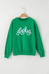 Green MERRY Print Drop Sleeve Pullover Sweatshirt