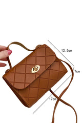 PU Leather Diamond Pattern Messenger Bag