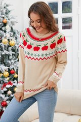 Apricot Apple Printed Pullover Sweater