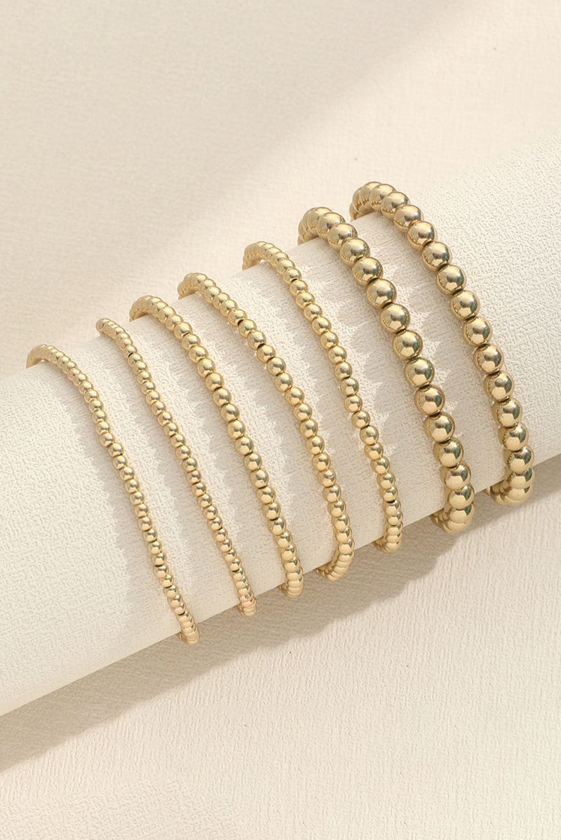 Gold 7pcs Set Minimalist Beaded Luxury Bracelet Set