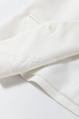 White Solid Color Button Up V Neck Suit Vest