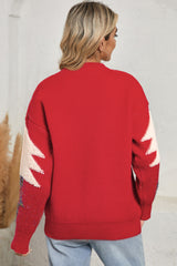 Red Sequin Christmas Tree Fawn Jacquard Thickened Pullover Jacket