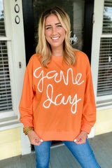 White Tinsel Game Day Drop Shoulder Sweatshirt