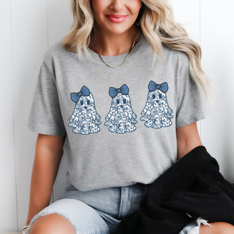 Cutie Blue FLoral Trio of Ghosts tee