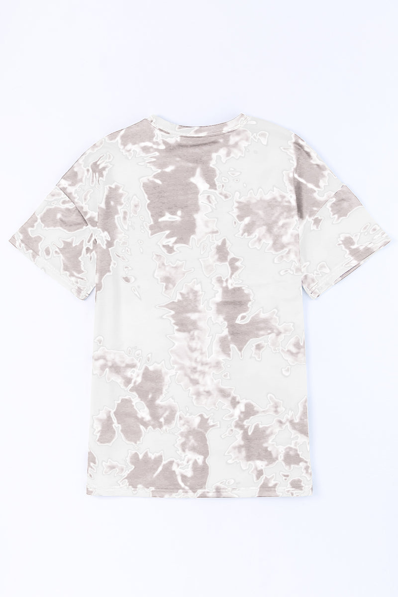 White Tie-dye Print Oversized Boyfriend T Shirt