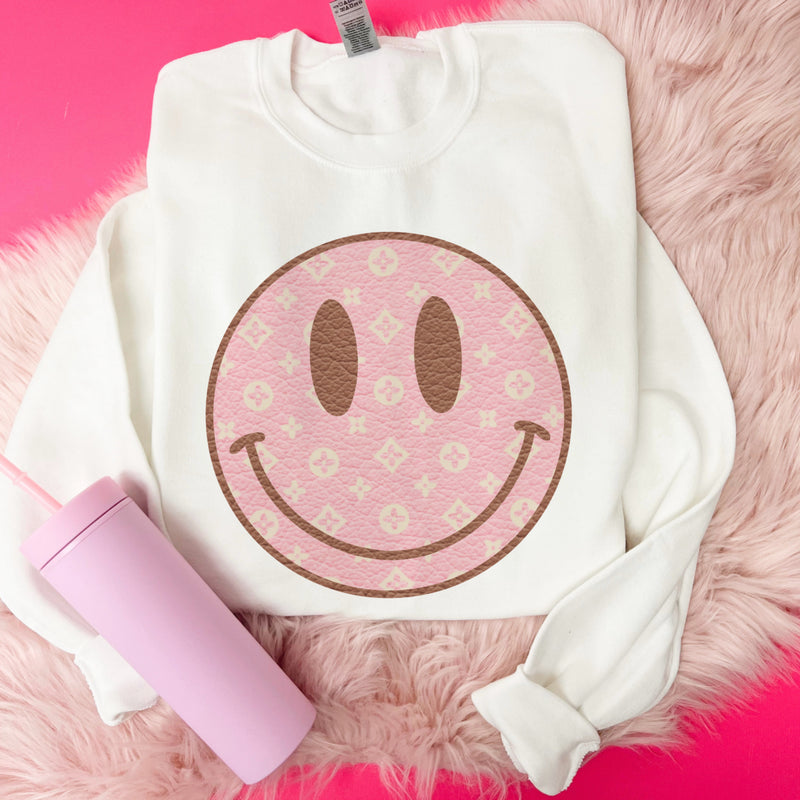 Inspired pink smiley sweater