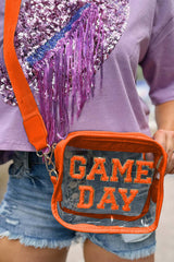 Orange Chenille GAME DAY Pattern Clear Bag