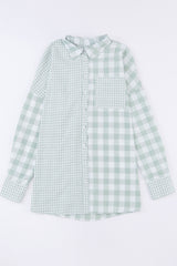 Pocketed Plaid Collared Neck Long Sleeve Shirt