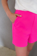 Sachet Pink Solid Color Pocketed Shorts