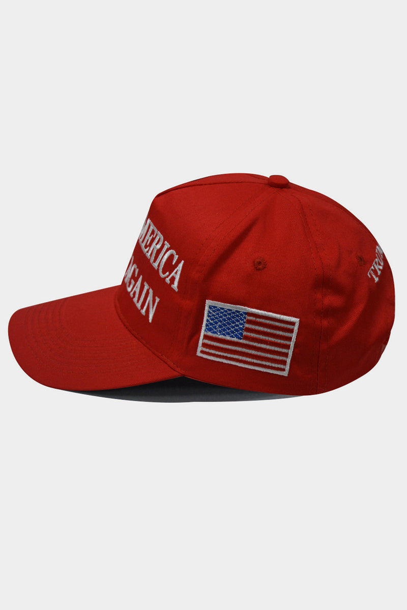 Fiery Red MAKE AMERICA GREAT AGAIN Flag Embroidered Baseball Hat