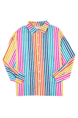 Colorful Striped Patch Pocket Long Sleeve Shirt