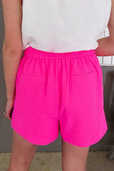 Sachet Pink Solid Color Pocketed Shorts