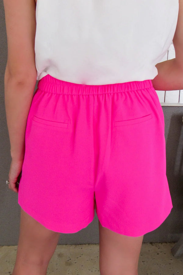 Sachet Pink Solid Color Pocketed Shorts