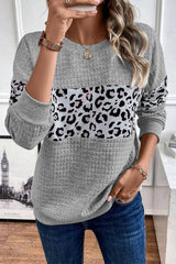 Parchment Leopard Quilted Patchwork Pullover Sweatshirt