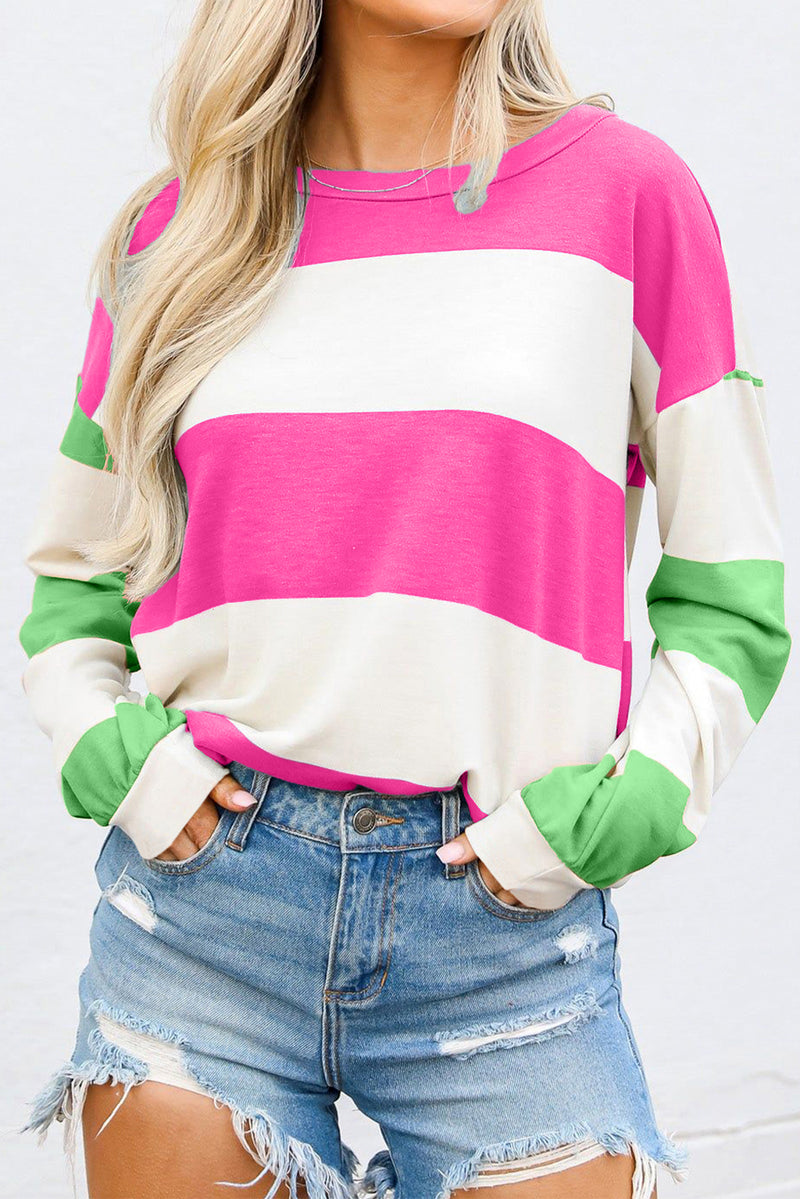 Light Pink Colorblock Drop Sleeve Top